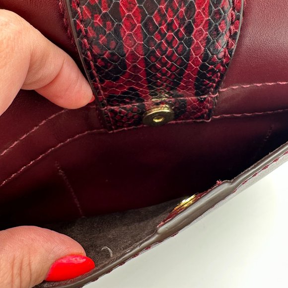 NWOT Michael Kors LILLIE Whip Stitched Leather Bag/Crossbody OXBLOOD RED PYTHON - Picture 9 of 16